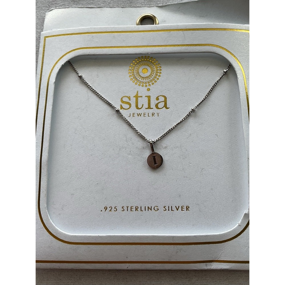 Stia Jewelry Mini Love Letter Necklace "I" Disc 925 Sterling Silver